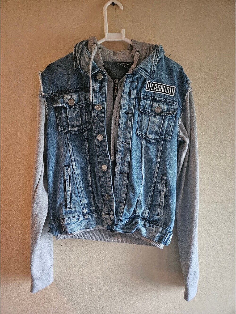 Headrush Denim Jacket with Grey Hood XS